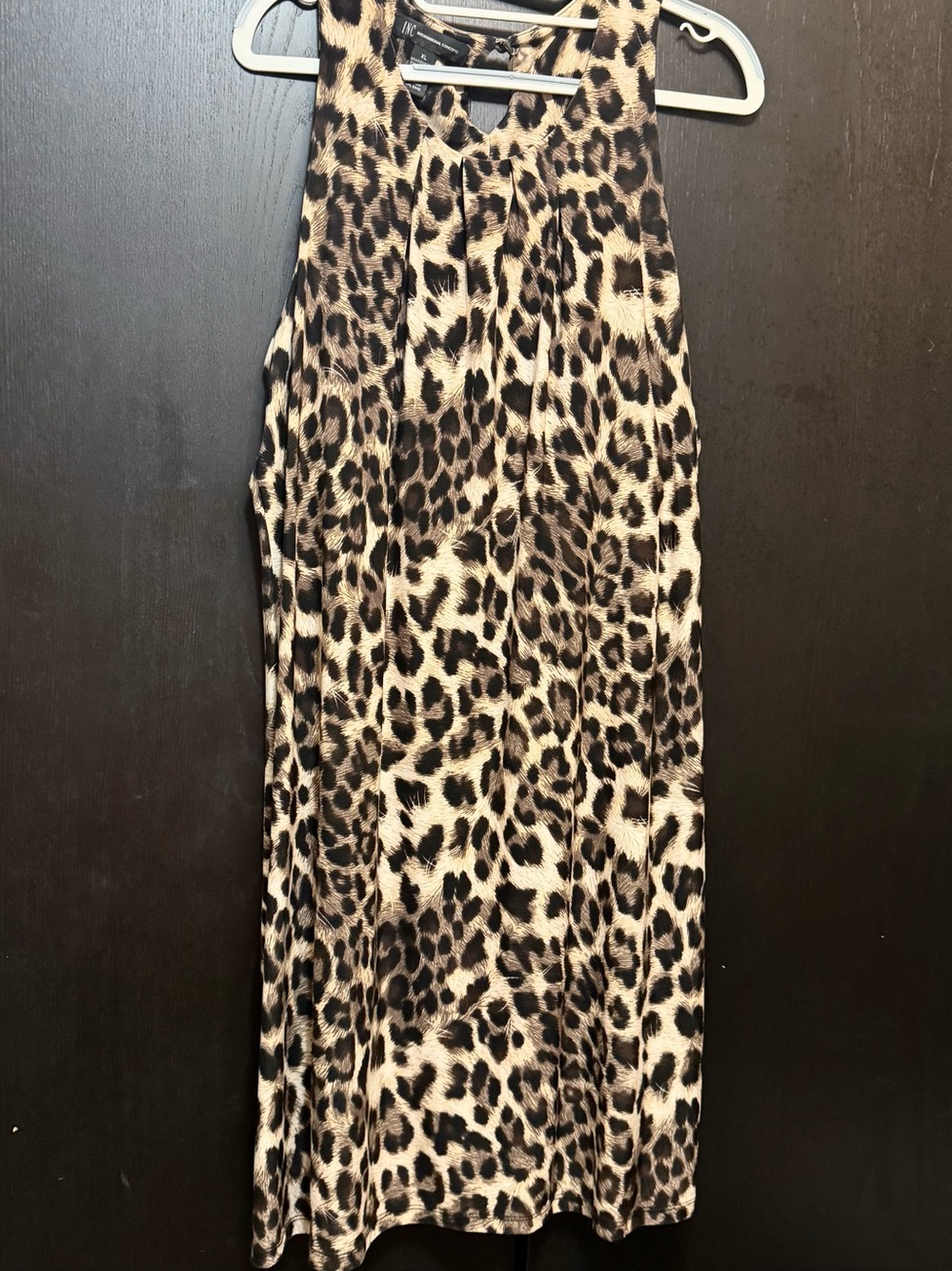 INC International Concepts Leopard Print Knee Length Dress in Black and Tan